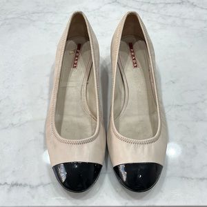 PRADA -Authentic Patent cap toe kitten heels/flats.